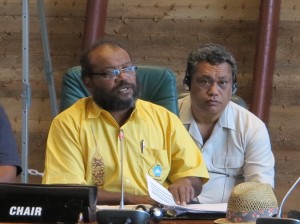 Incoming chair of the MSG Victor Tutugoro addresses delegates at the plenary session, Noumea 2013.