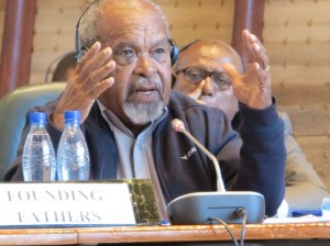 PNG's Grand Chief Sir Michael Somare addresses the plenary session, Noumea 2013.